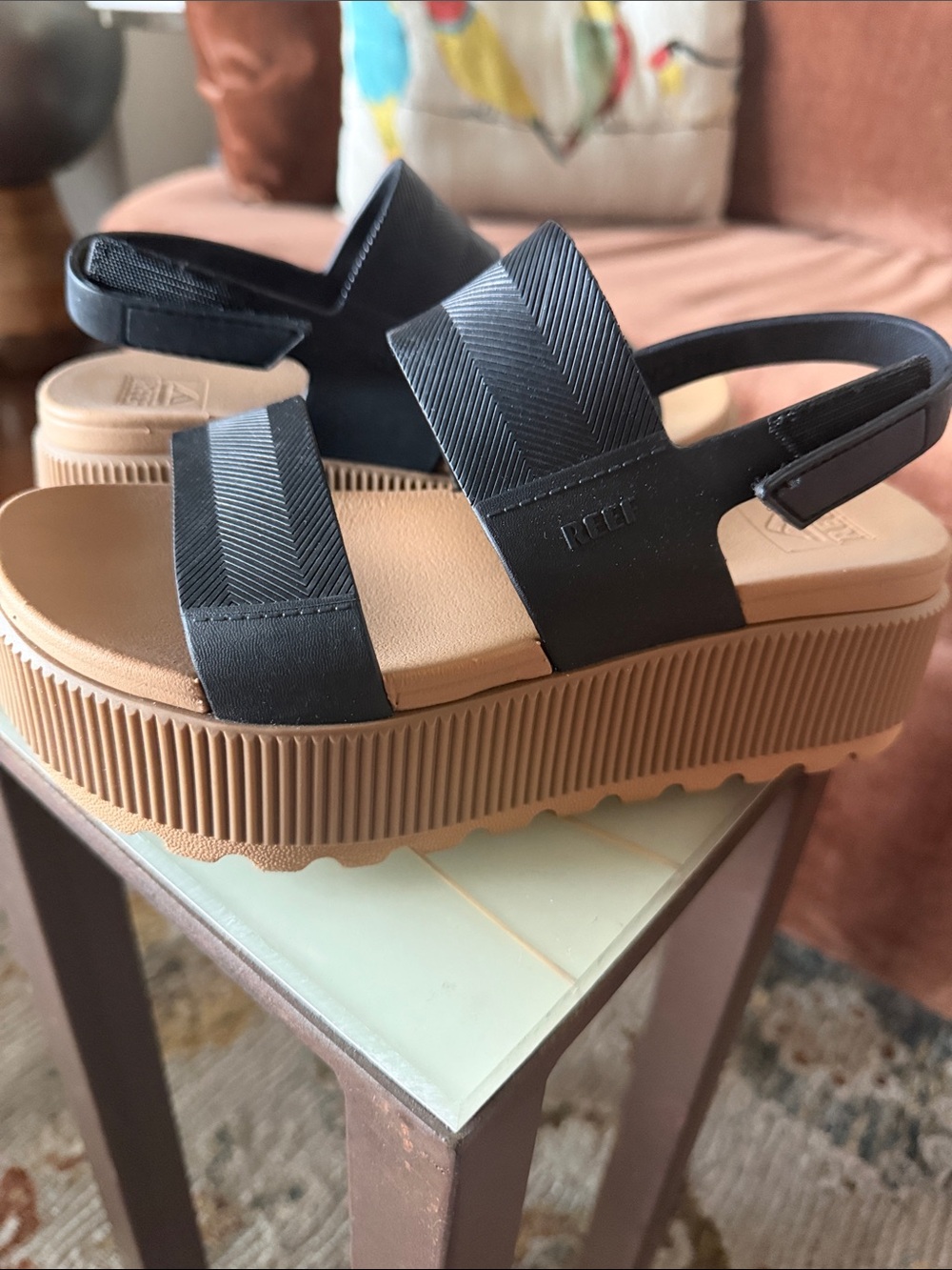Reef Black Platform Sandal